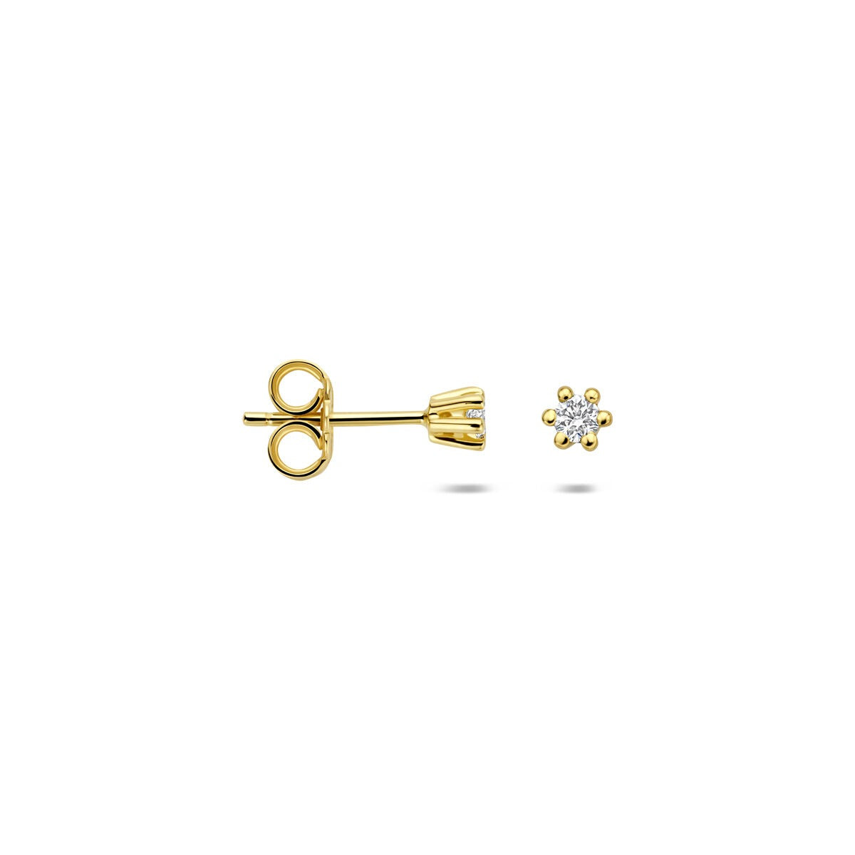 Puces d'oreilles en or jaune 14k avec diamant cultivé en laboratoire
