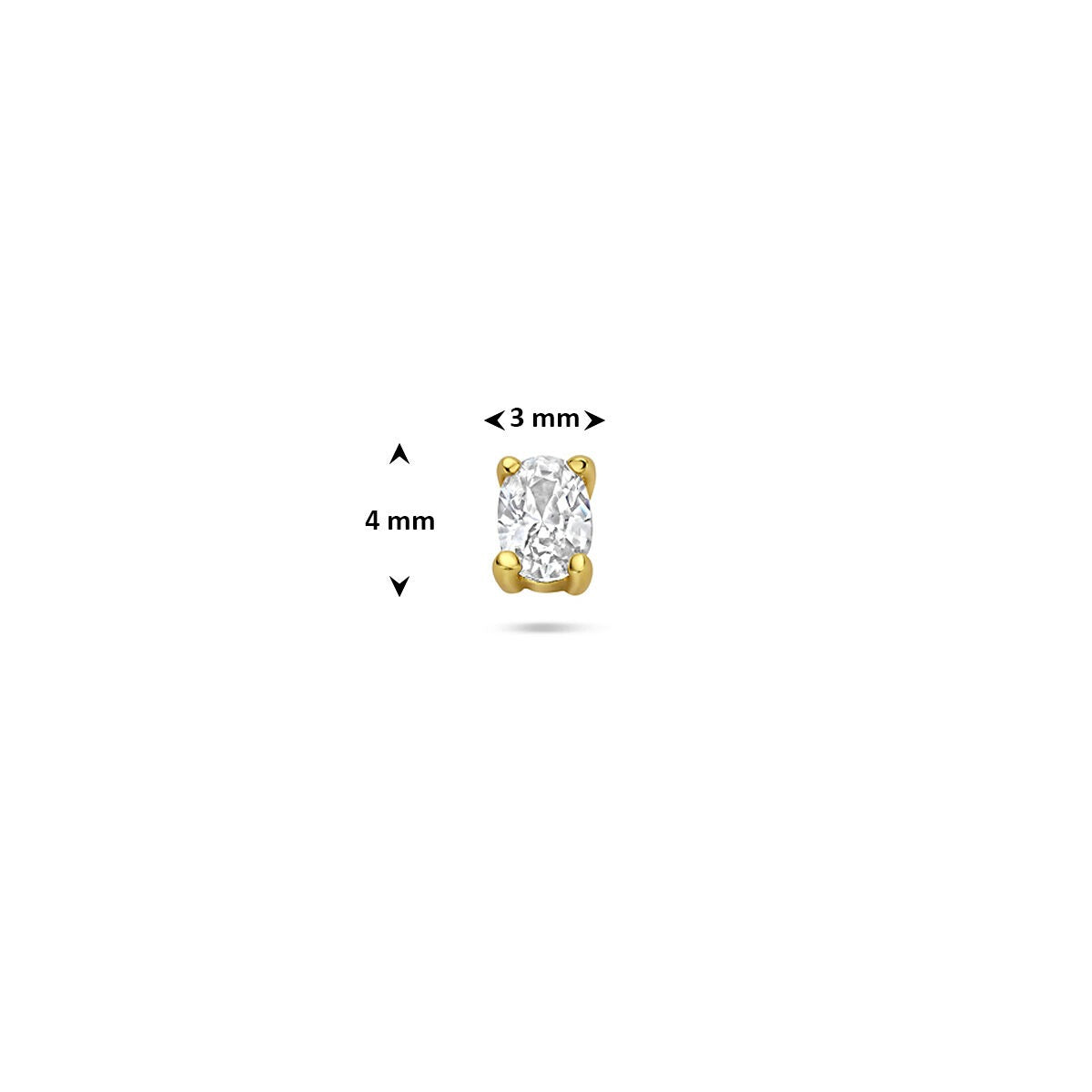 Piercing plaqué or argent à dos plat avec zircone ovale – argent 925