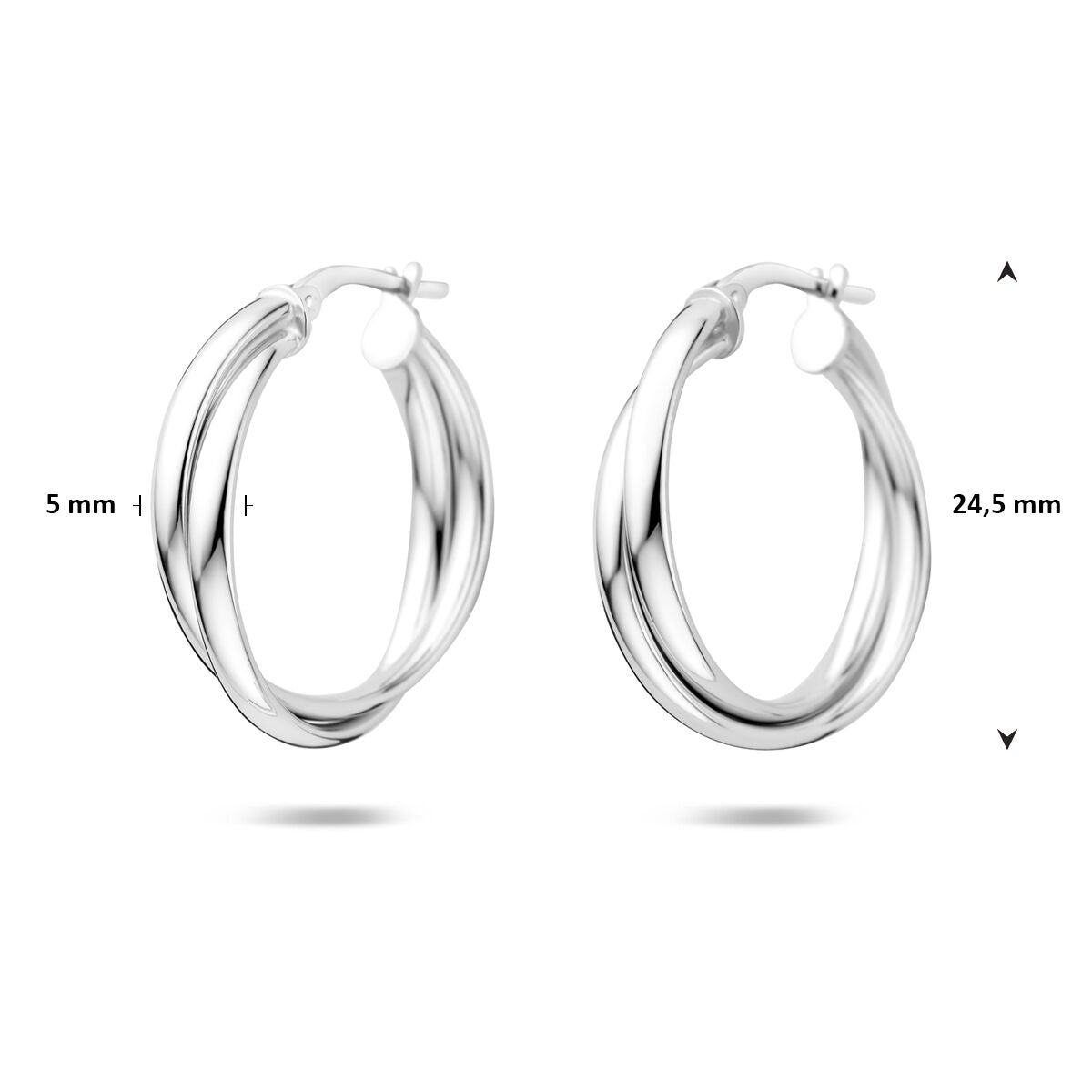 Créoles en argent rhodié 24,5 mm