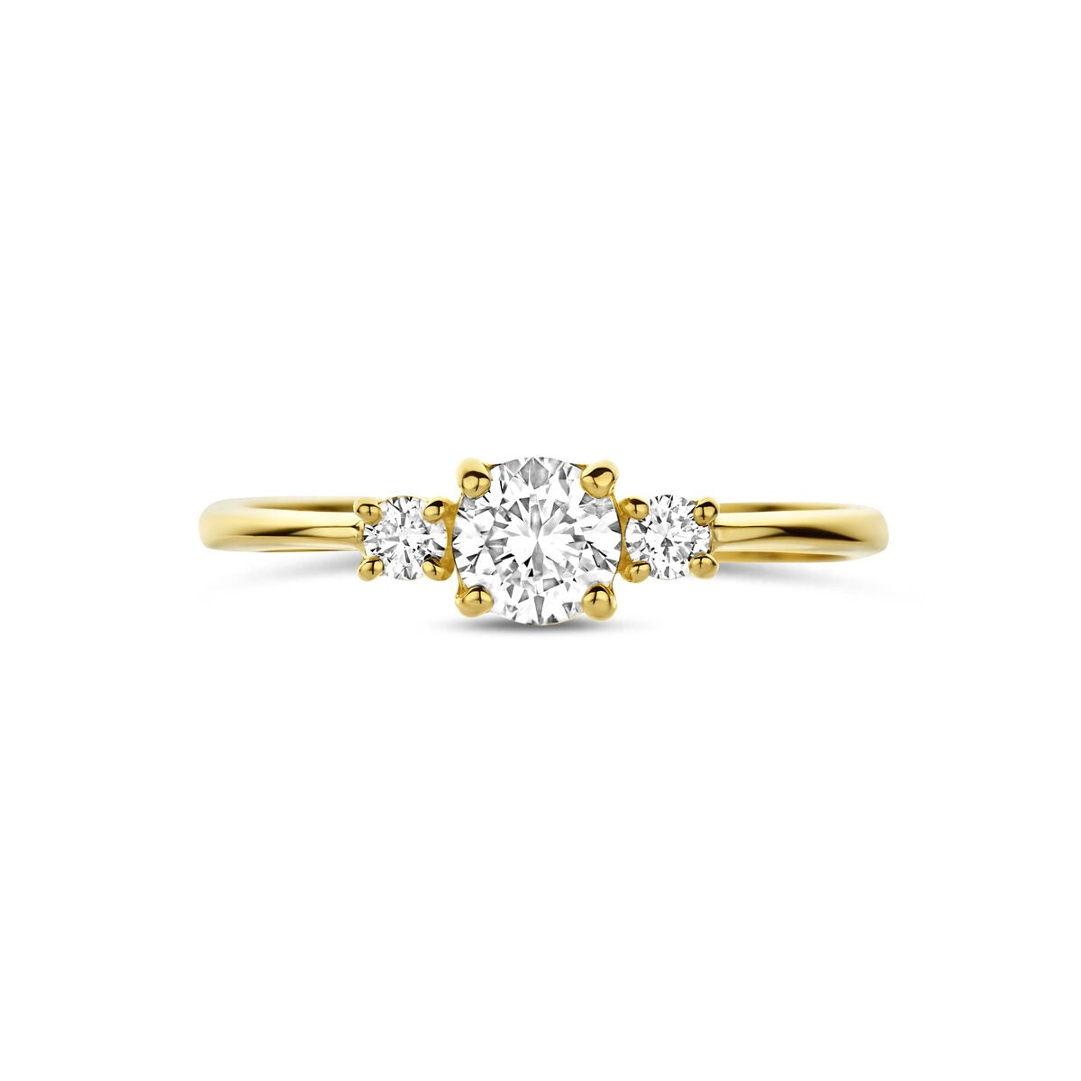 Bague en or jaune 14k avec diamant cultivé en laboratoire