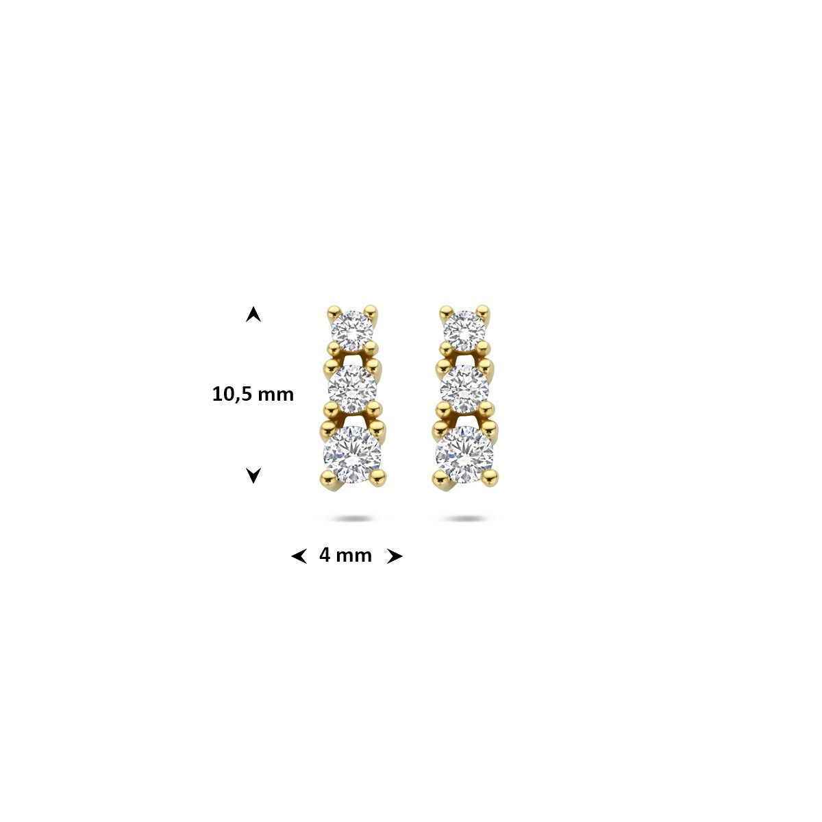 Puces d'oreilles en or avec diamant cultivé en laboratoire – or jaune 14k