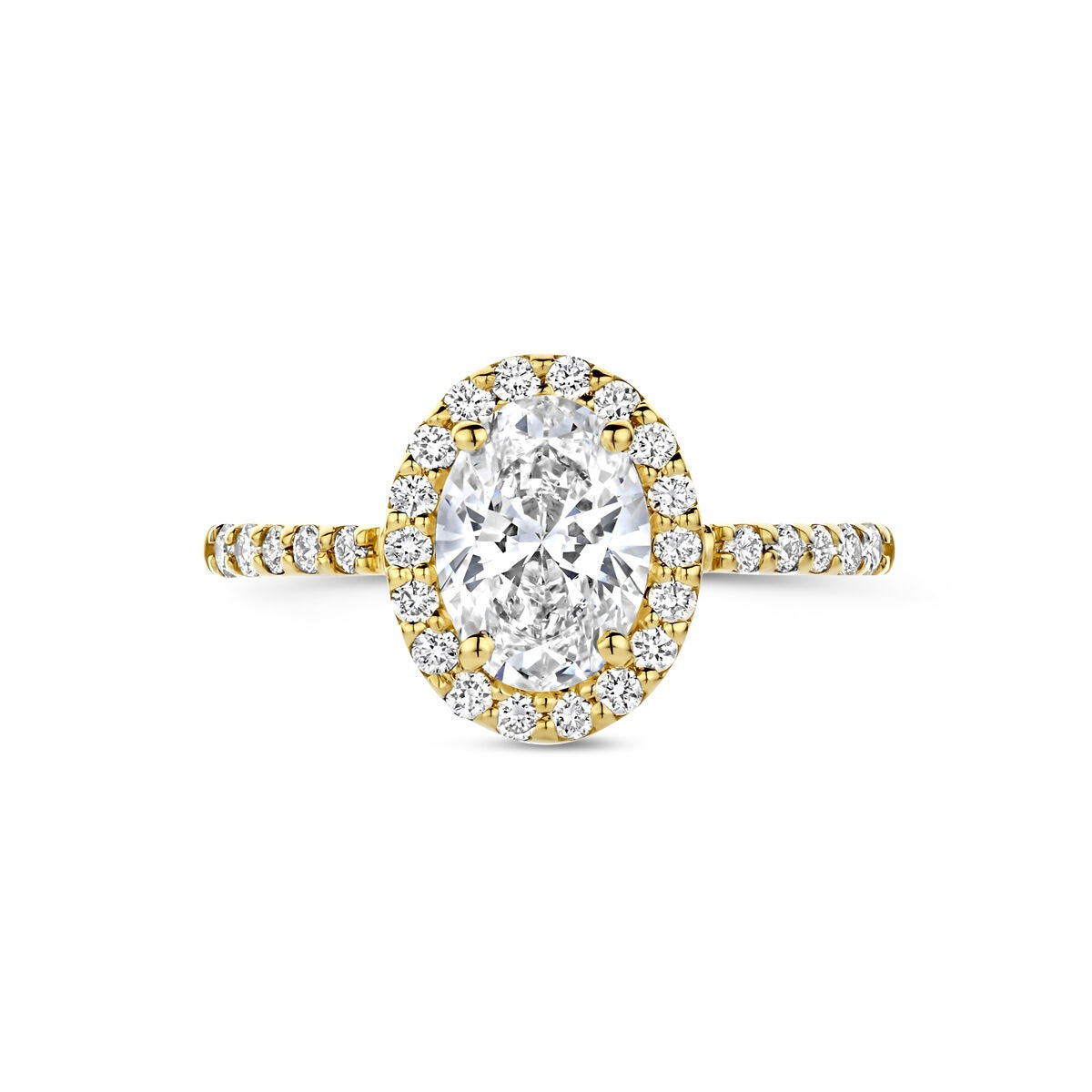 Bague en or jaune 14k avec diamant lab grown ovale – incluant certificat