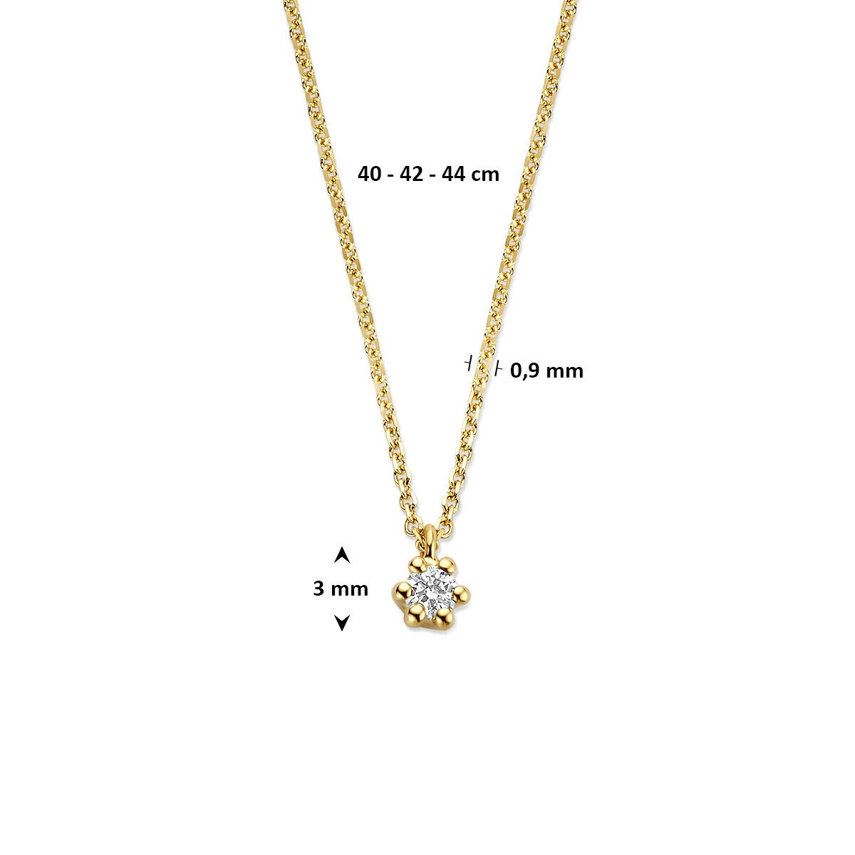Collier en or jaune 14k avec diamant cultivé en laboratoire
