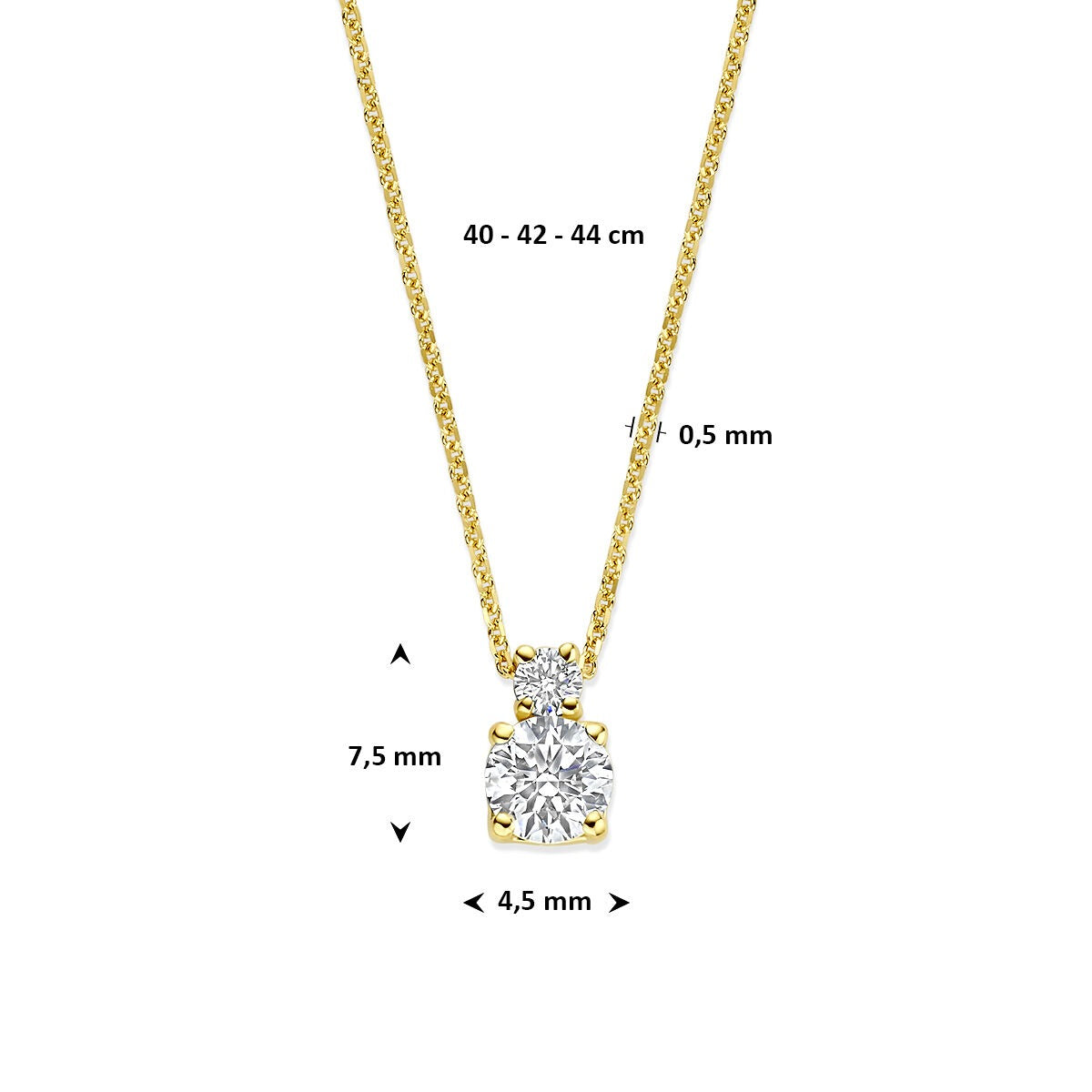 Collier en or jaune 14k avec diamant cultivé en laboratoire