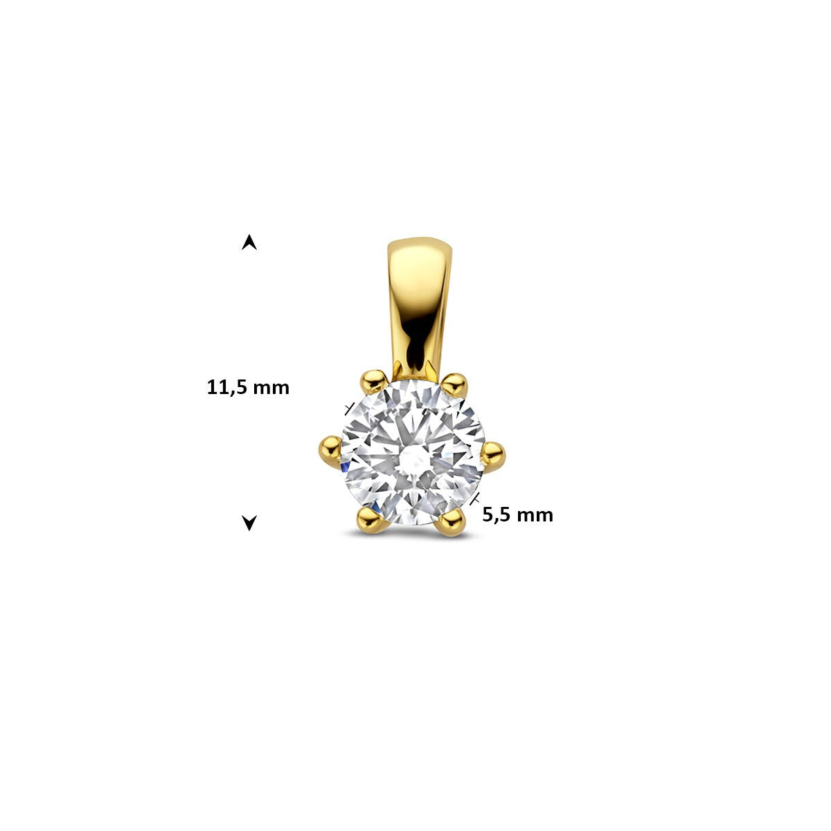 pendentif en or jaune 14k avec diamant cultivé en laboratoire