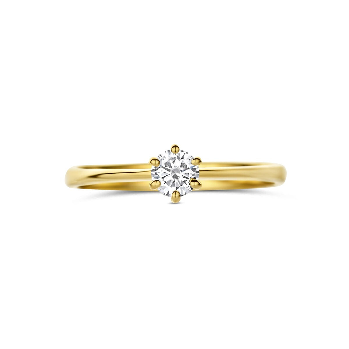 Bague en or jaune 14k avec diamant cultivé en laboratoire