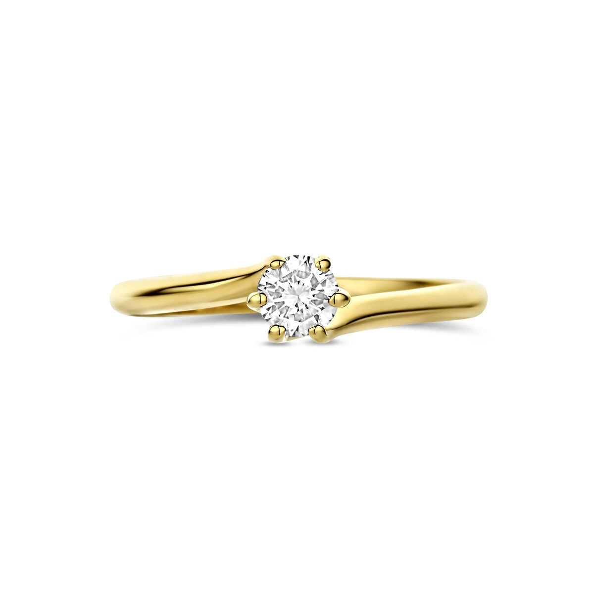 Bague en or jaune 14k avec diamant cultivé en laboratoire