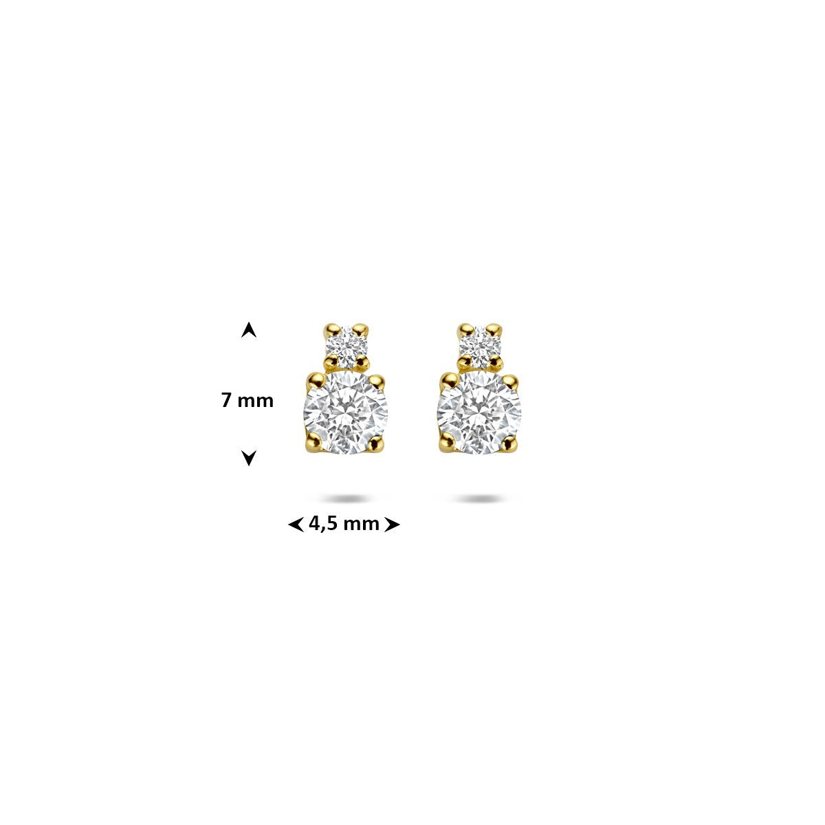 Puces d'oreilles en or jaune 14k avec diamant cultivé en laboratoire