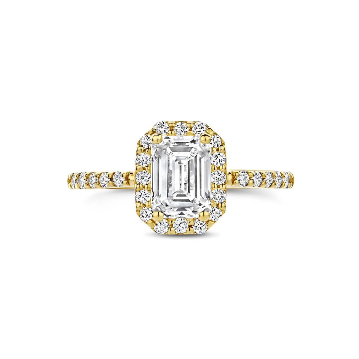 Bague en or jaune 14k avec diamant lab grown taille émeraude – incluant certificat