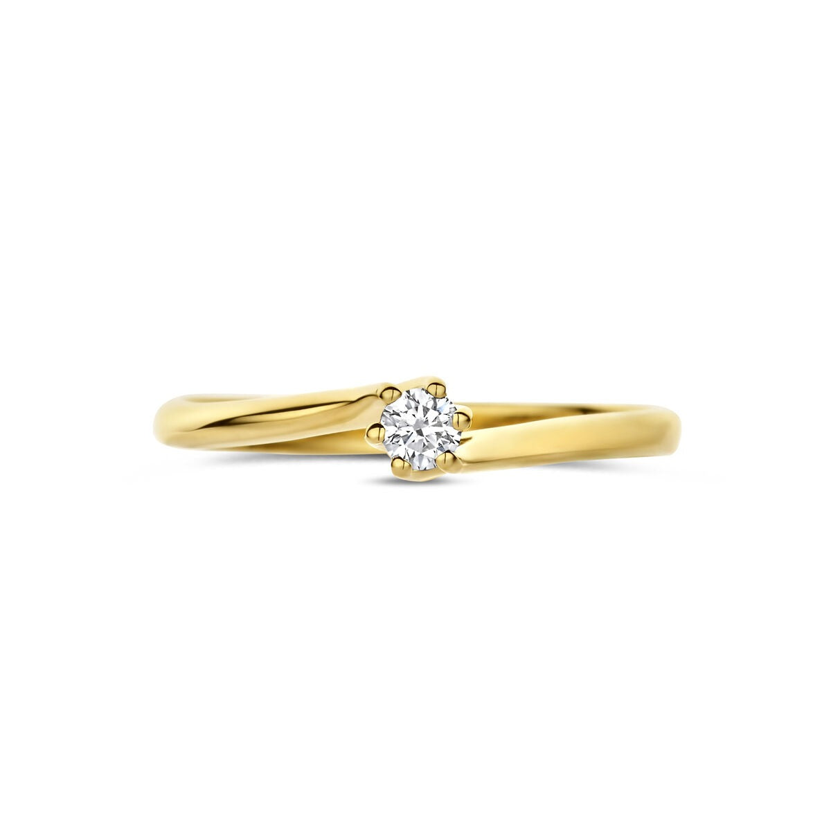 Bague en or jaune 14k avec diamant cultivé en laboratoire