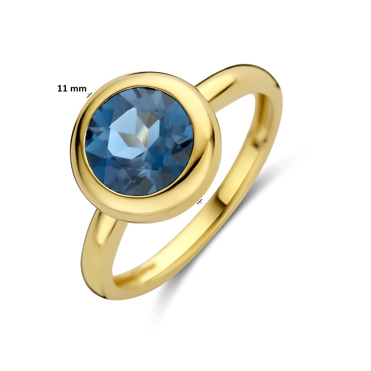 Bague pour femme en or jaune avec topaze London Blue – 14k or jaune