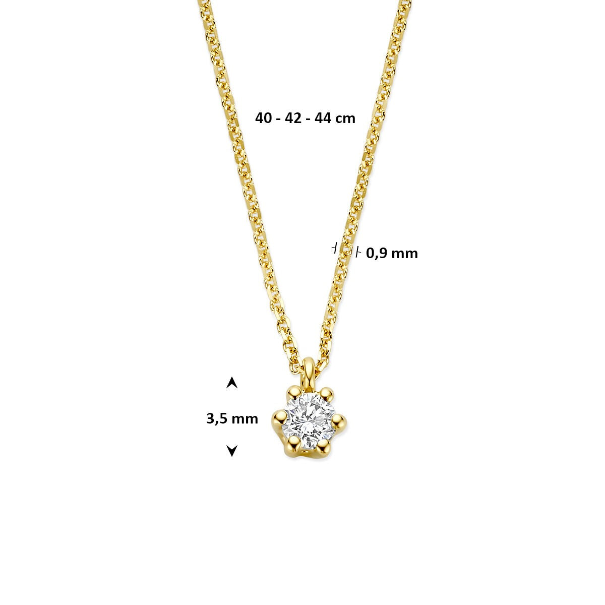 Collier en or jaune 14k avec diamant cultivé en laboratoire