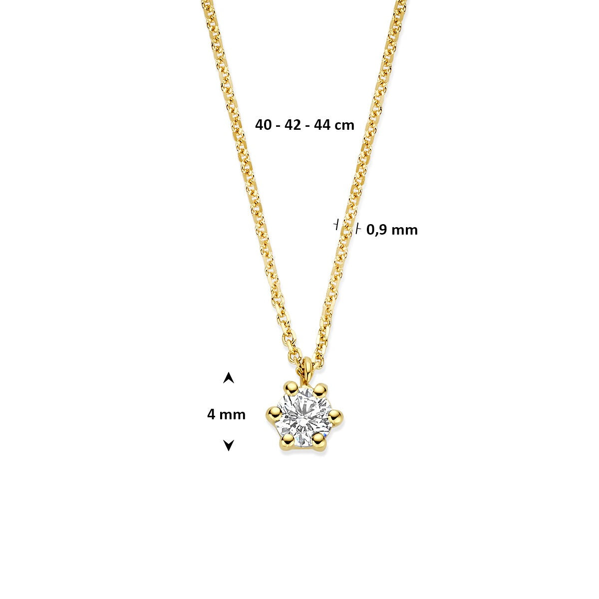 Collier en or jaune 14k avec diamant cultivé en laboratoire