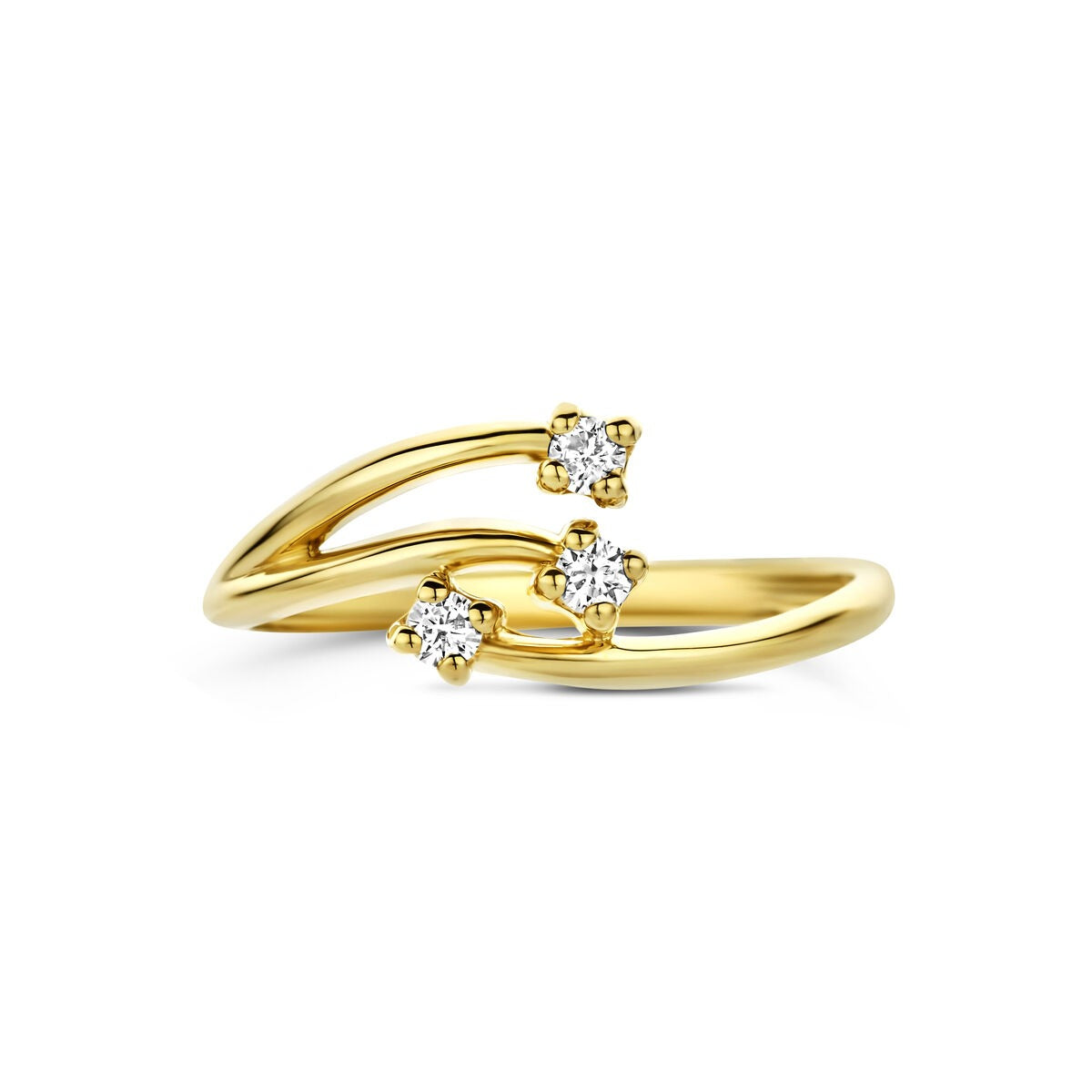 Bague en or jaune 14k avec diamant cultivé en laboratoire