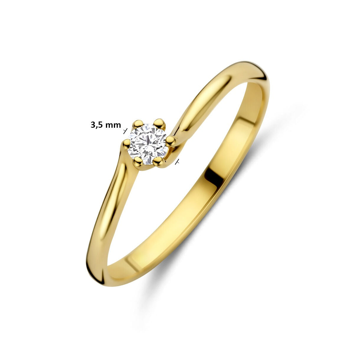Bague en or jaune 14k avec diamant cultivé en laboratoire