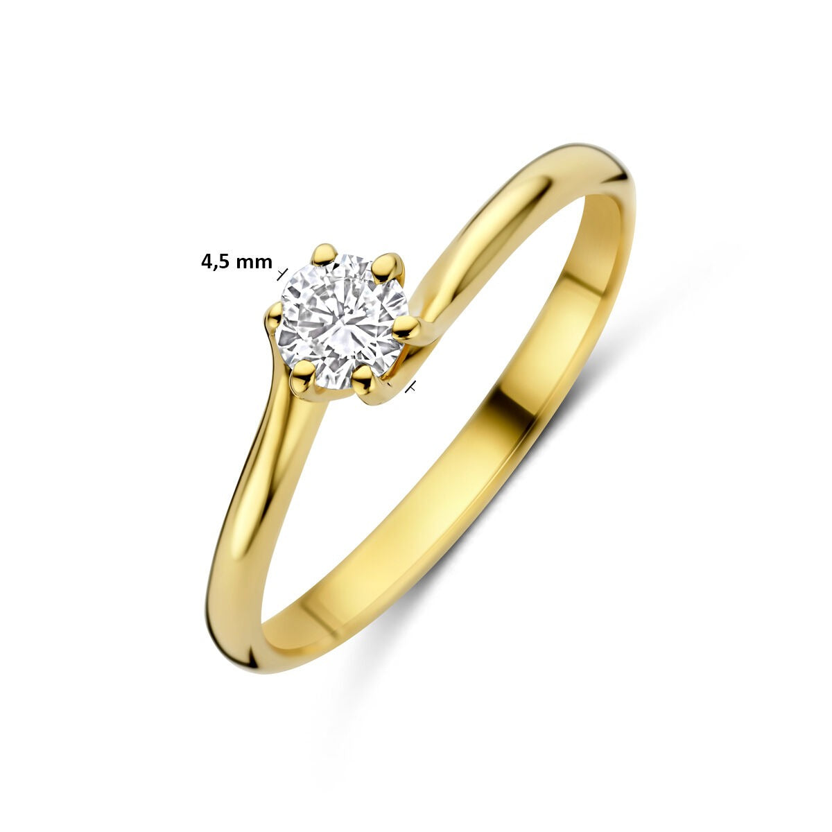 Bague en or jaune 14k avec diamant cultivé en laboratoire