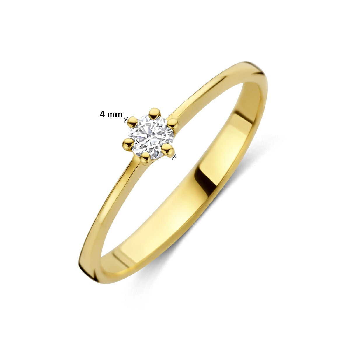 Bague en or jaune 14k avec diamant cultivé en laboratoire