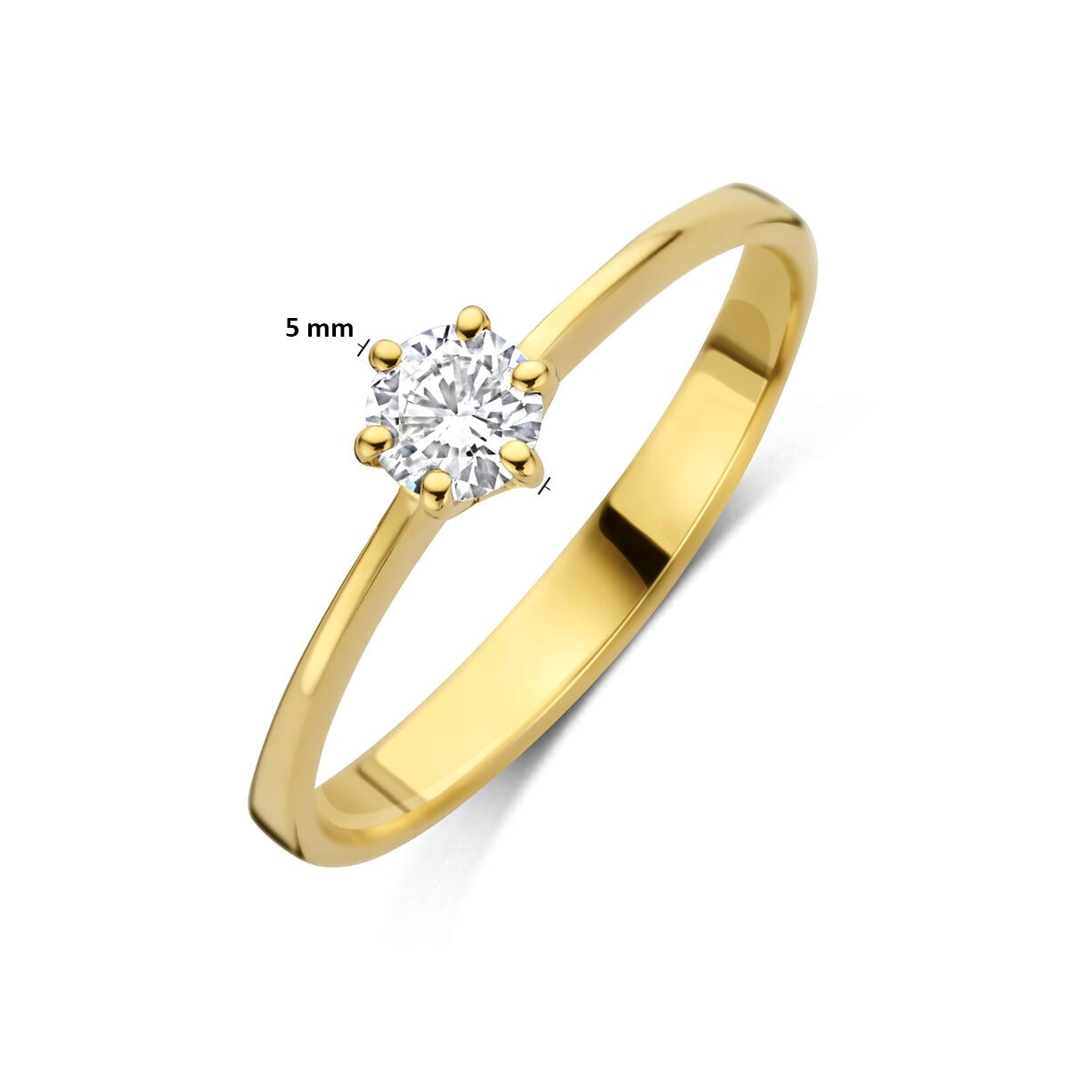 Bague en or jaune 14k avec diamant cultivé en laboratoire