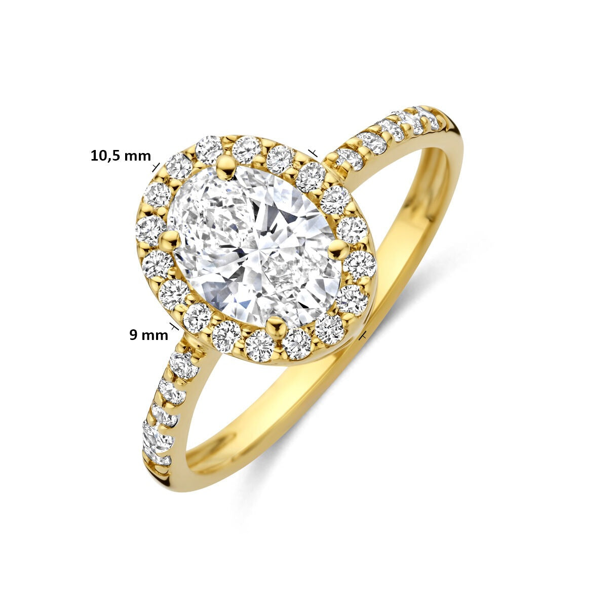 Bague en or jaune 14k avec diamant lab grown ovale – incluant certificat