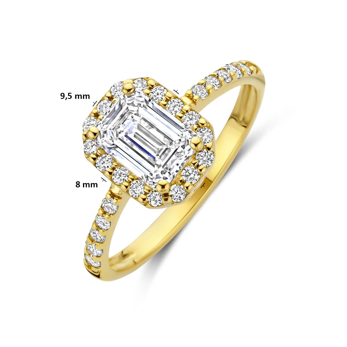 Bague en or jaune 14k avec diamant lab grown taille émeraude – incluant certificat