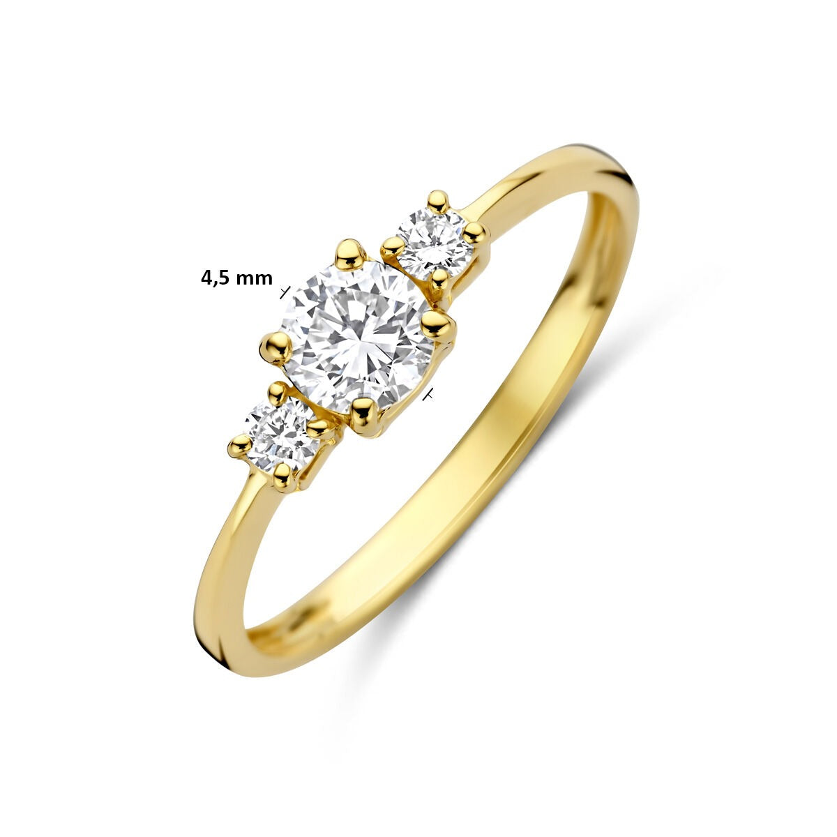 Bague en or jaune 14k avec diamant cultivé en laboratoire