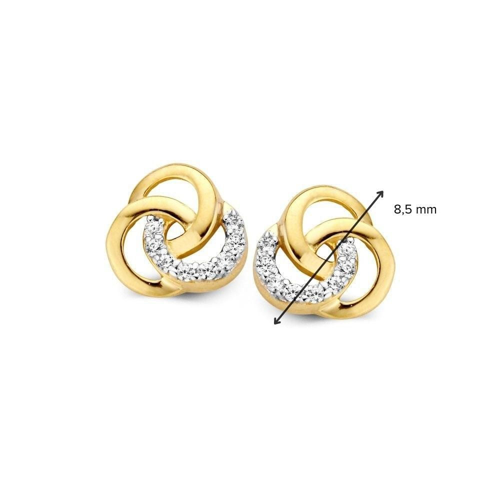 Puces d'oreilles en or jaune avec zircones – 14 carats