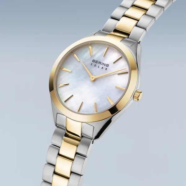 Montre pour femme – Solar, bicolore argent-or