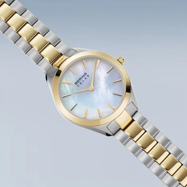Montre pour femme – Solar, bicolore argent-or