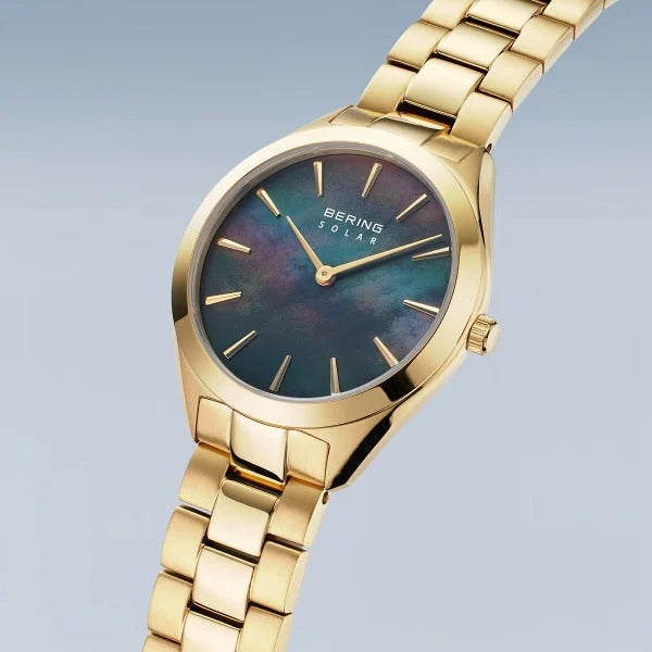 Montre pour femme Bering – Solar avec cadran en nacre bleue