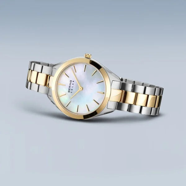 Montre pour femme – Solar, bicolore argent-or
