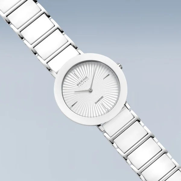 Montre pour femme – Céramique, argent avec céramique blanche