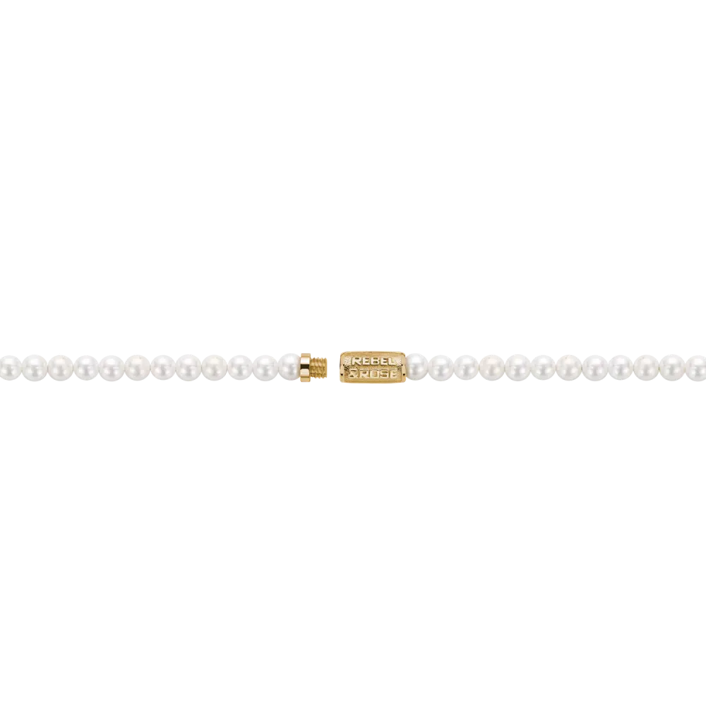 Collier Perle Pierre Précieuse Or 4mm (38cm)