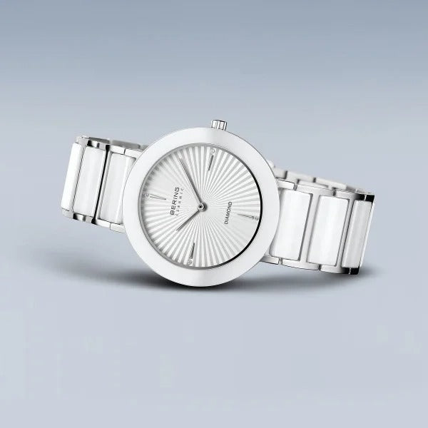 Montre pour femme – Céramique, argent avec céramique blanche
