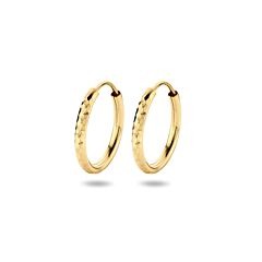 Boucles d'oreilles en or jaune 14k avec des zirconias, de forme ronde et texturée.