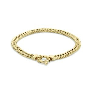 Bracelet en or 14 carats avec maillons gourmet de 5,8 mm, longueur de 17 cm.