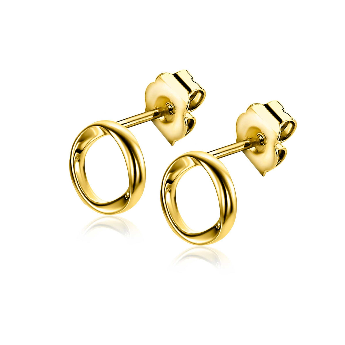 Boucles d'oreilles en métal doré, de forme ronde avec une finition lisse.