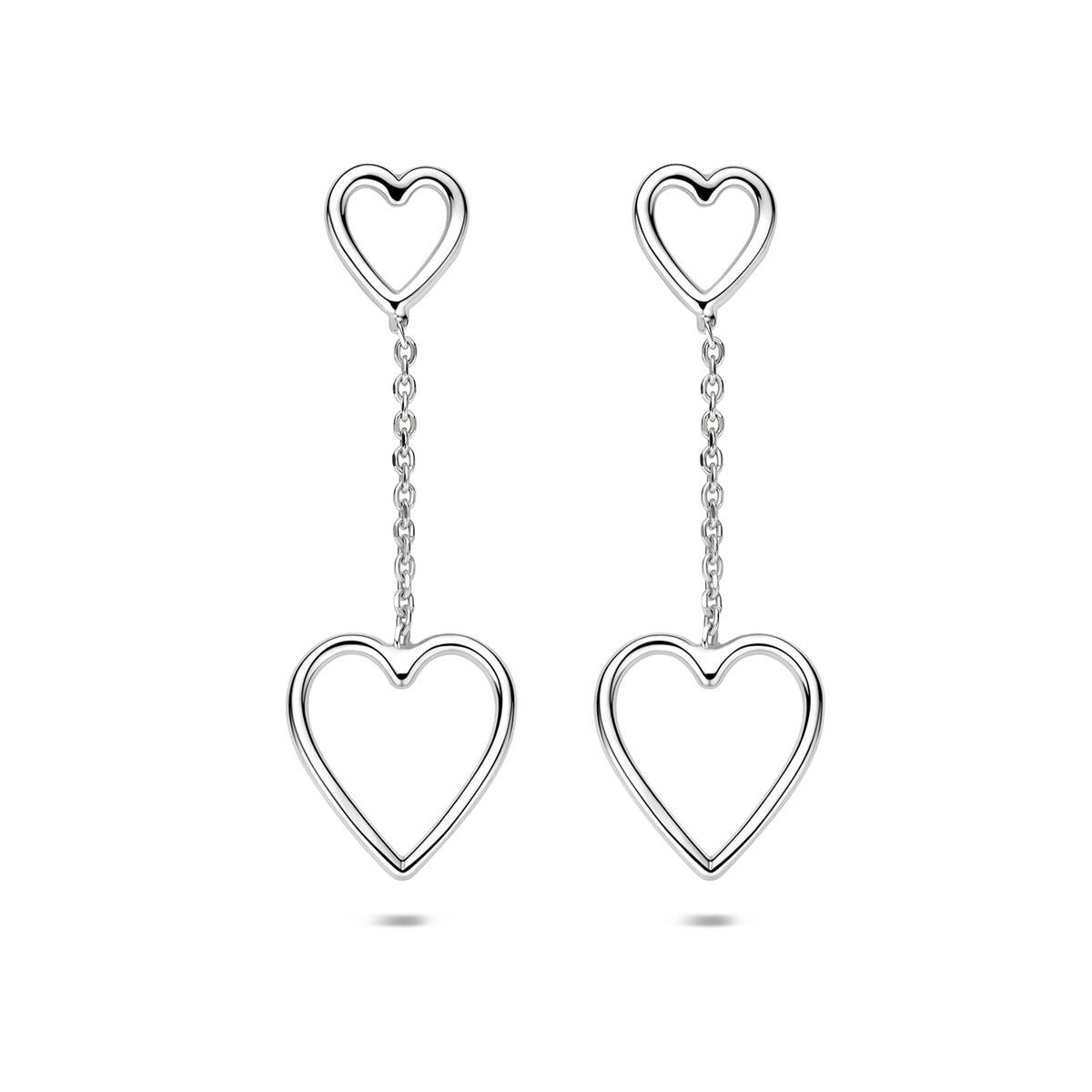 Gerhodineerd 925 zilveren oorhangers met hartjes
