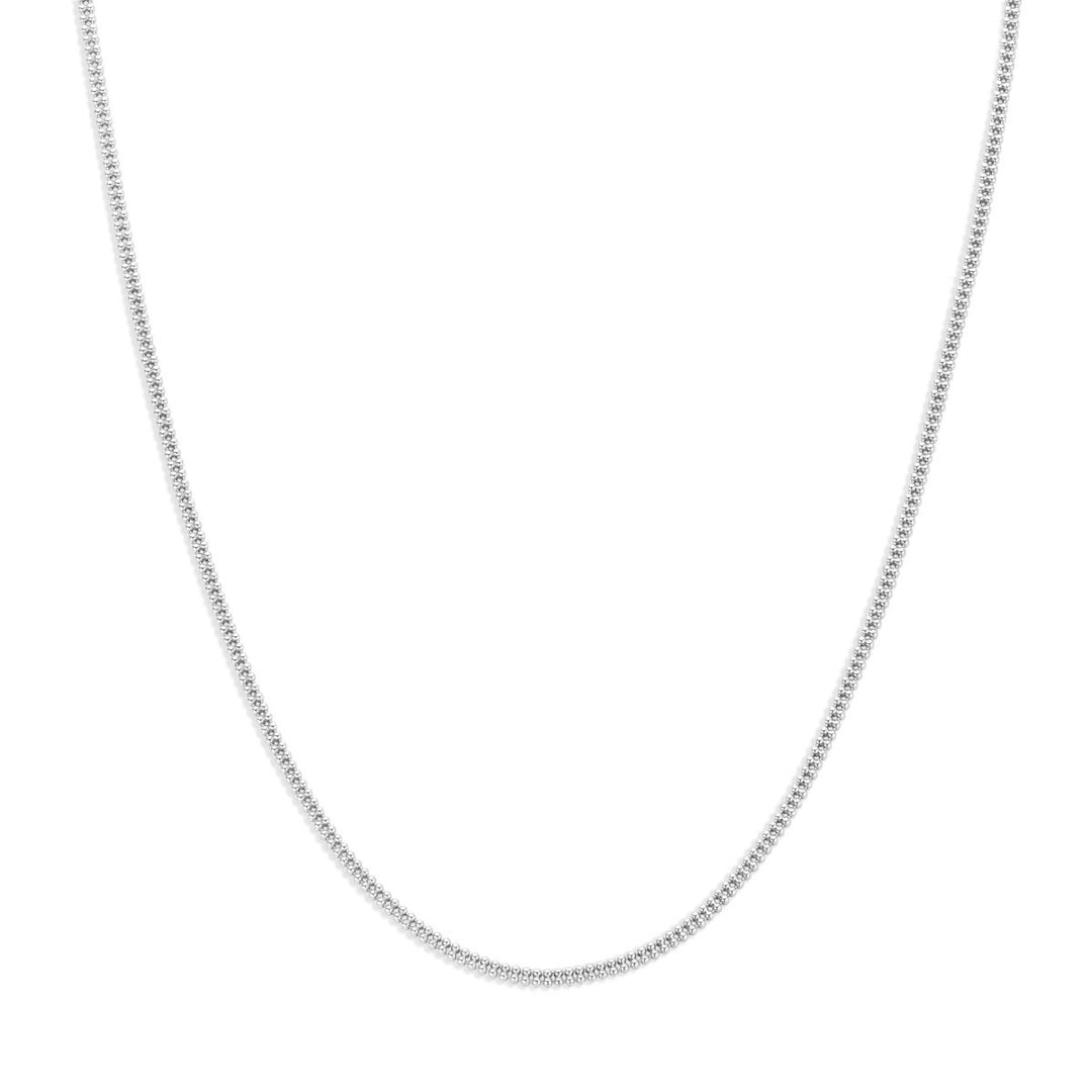 Gerhodineerd 925 zilveren popcorn collier met een gladde, glanzende afwerking en een flexibele structuur.