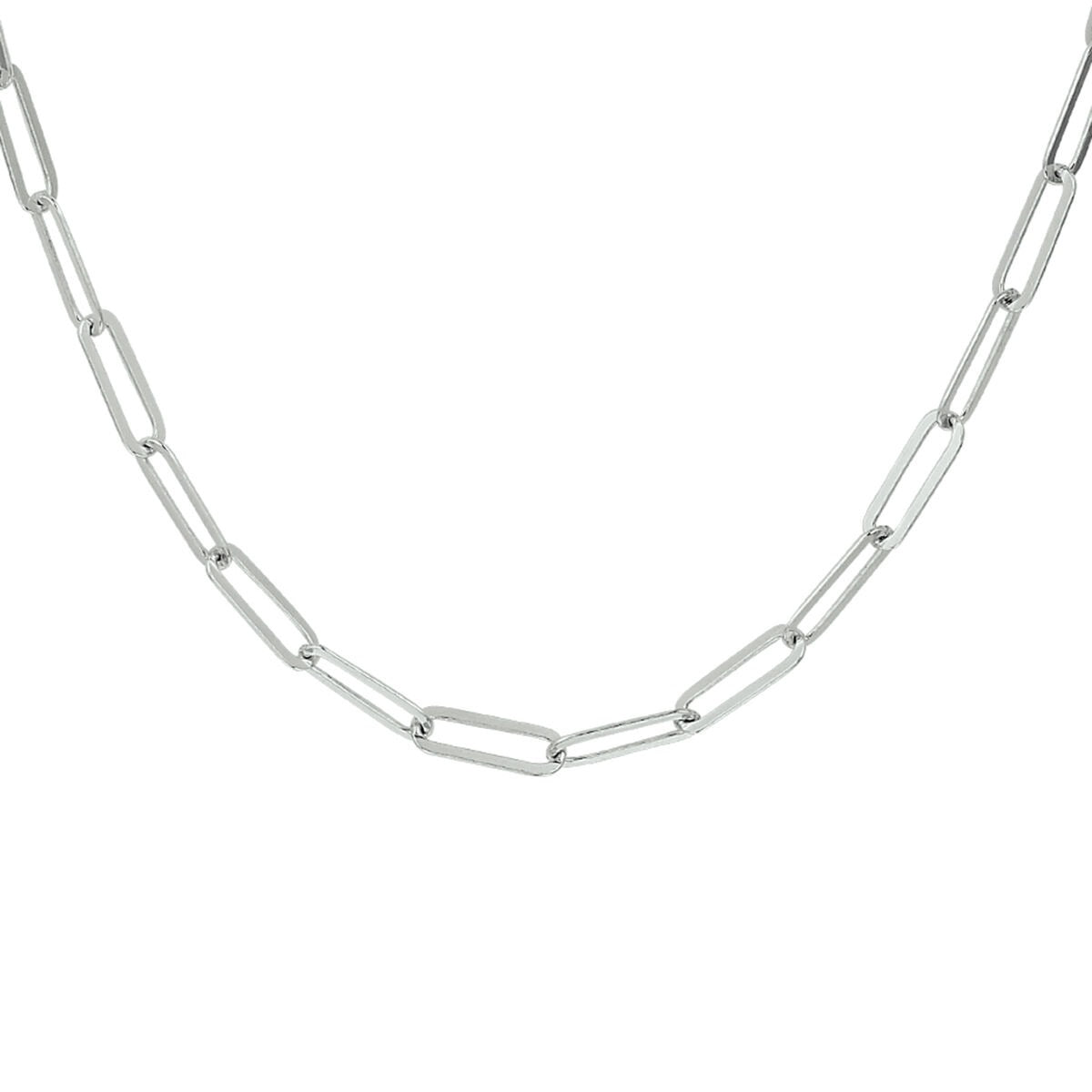 Collier en argent rhodié avec maillons en forme de trombone.