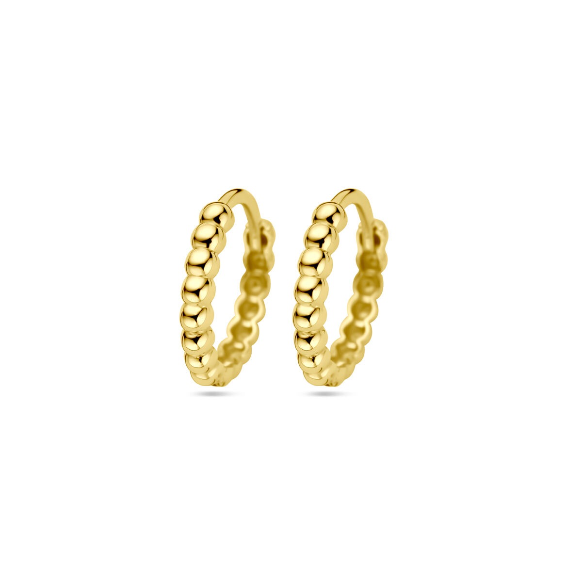Boucles d'oreilles en or jaune 9 carats avec des billes, dimensions 13,5 x 2 mm.