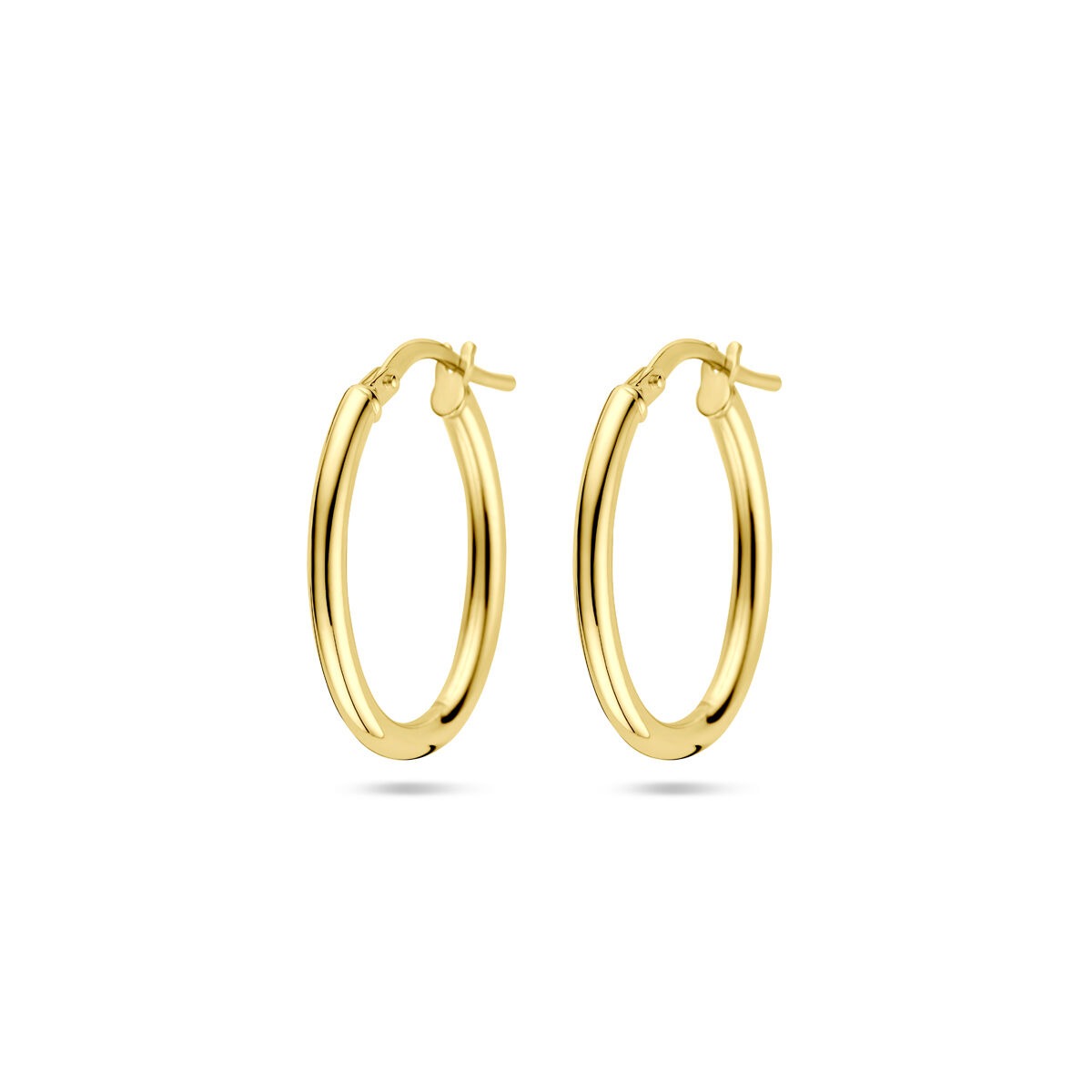 Boucles d'oreilles en or jaune 14 carats avec un noyau en argent, de forme ronde.
