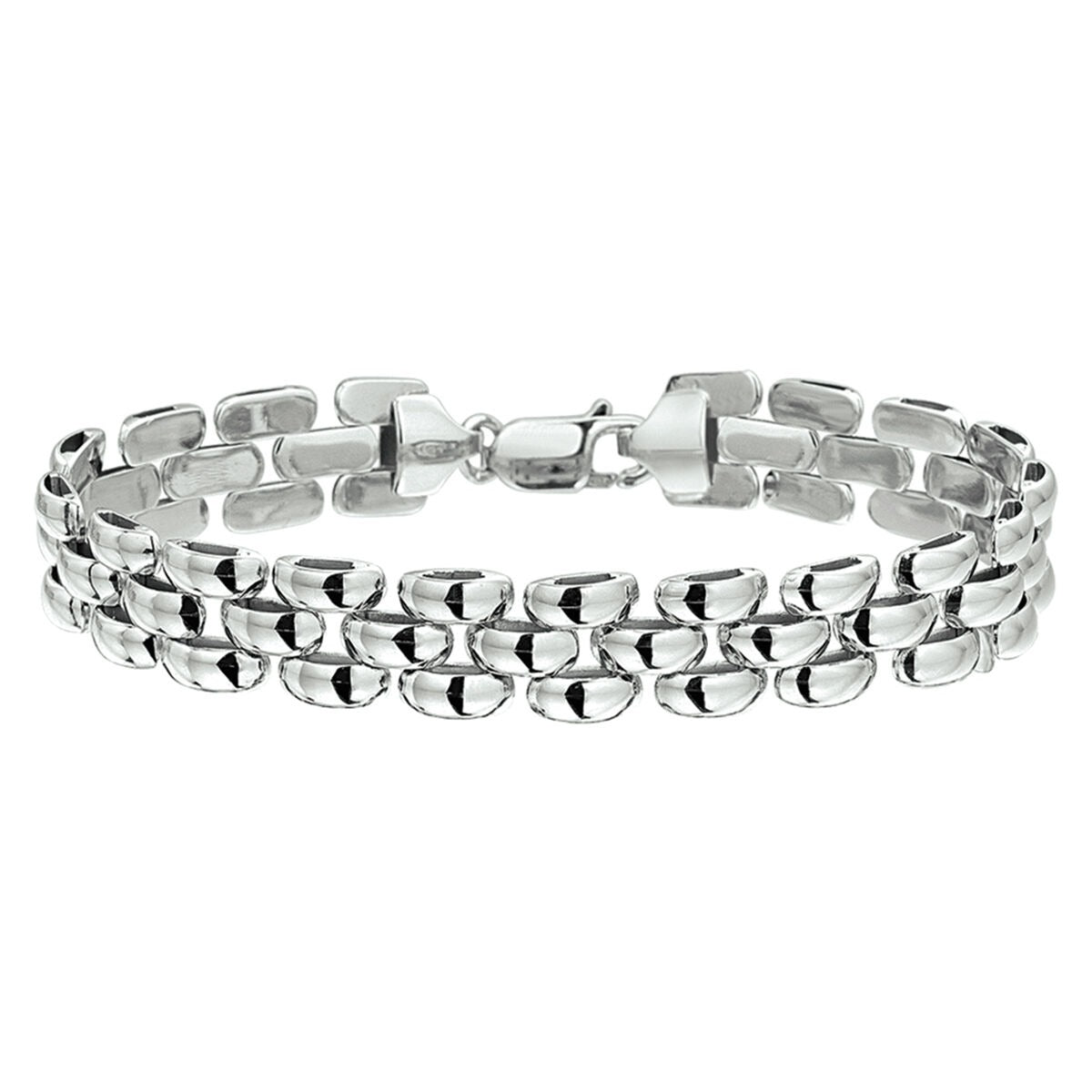 Bracelet en argent rhodié avec maillons en forme de panthère.
