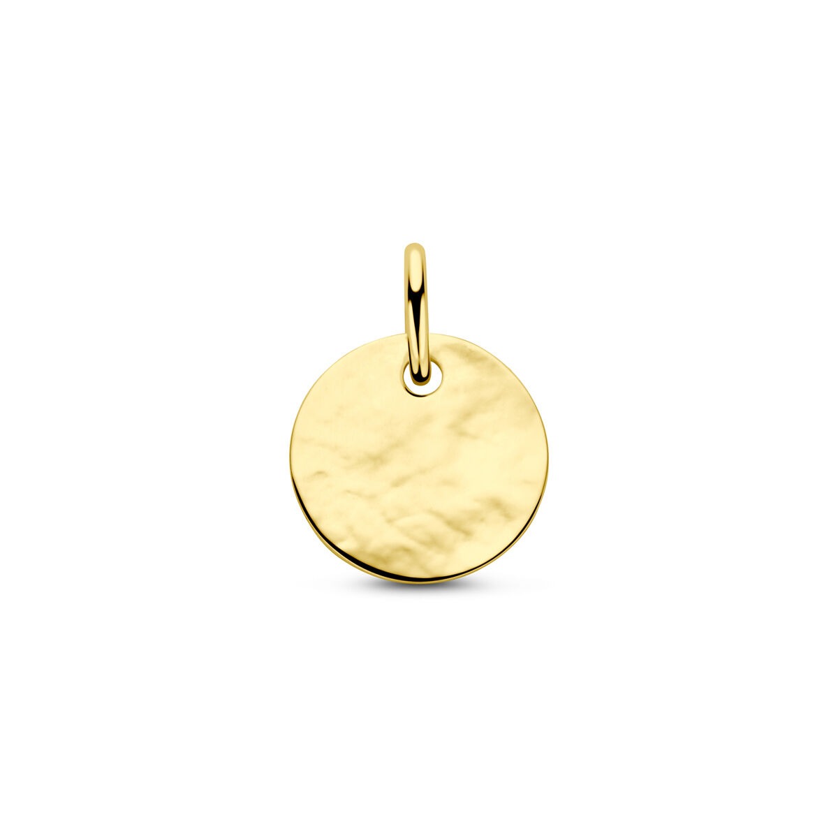 pendentif rond en or jaune 9 carats avec finition lisse.