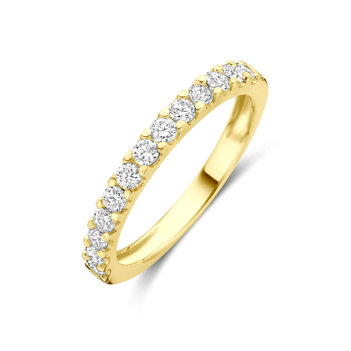 Bague en or jaune 14k ornée de diamants synthétiques de 0,50 ct.