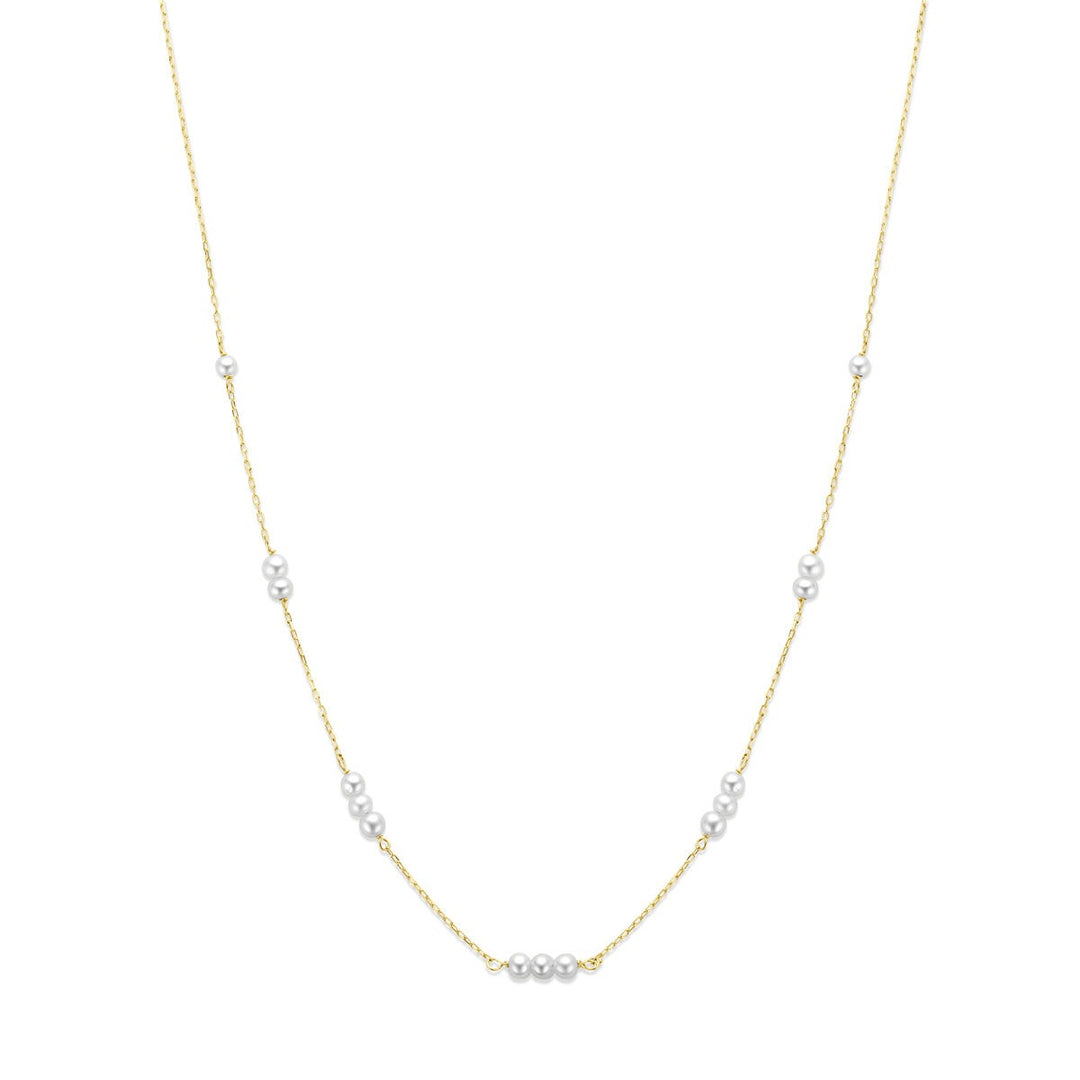 9k geelgouden collier met parels