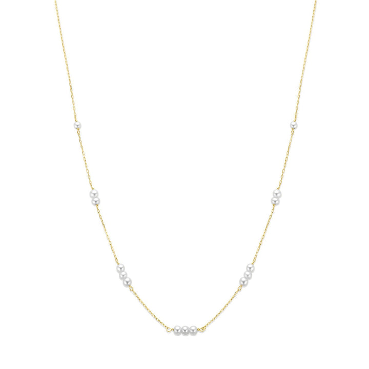 9k geelgouden collier met parels