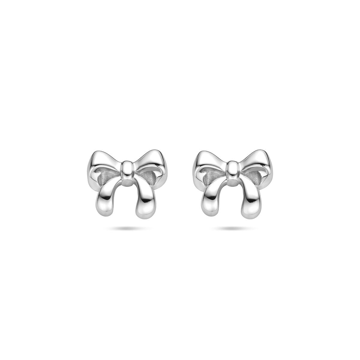 Boucles d'oreilles en argent rhodié en forme de nœud, dimensions 8x9,5 mm.