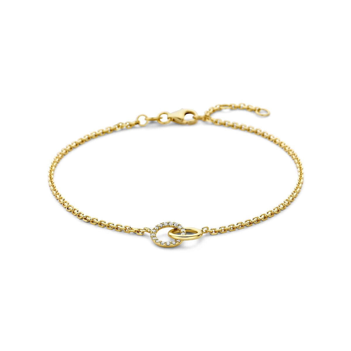 Bracelet en or jaune 14k avec un diamant cultivé en laboratoire de 0,09 ct.