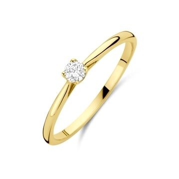 Bague en or jaune 14 carats avec un diamant cultivé en laboratoire de 0,10 ct.