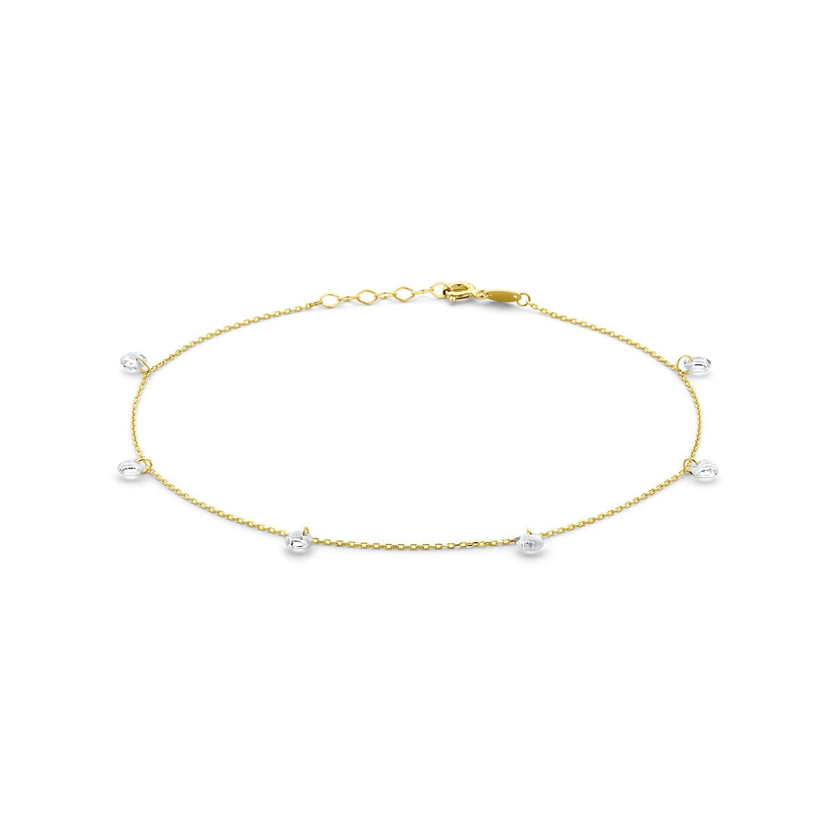 Bracelet en or jaune 14 carats avec zirconiums et fermoir à mousqueton.